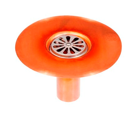 Spun Copper Deck Drain by Menzies, flush for pedestrian areas.