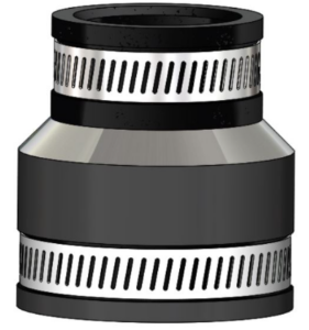 Undersize Drain Coupler by Menzies. Used to connect undersized drains to standard DWV plumbing pipes.