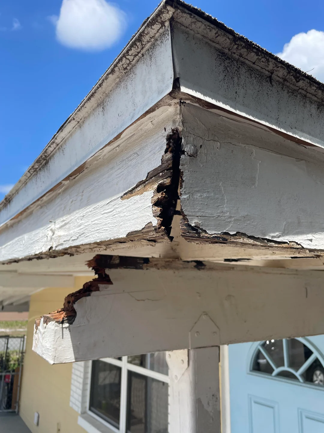 Rotting eaves.